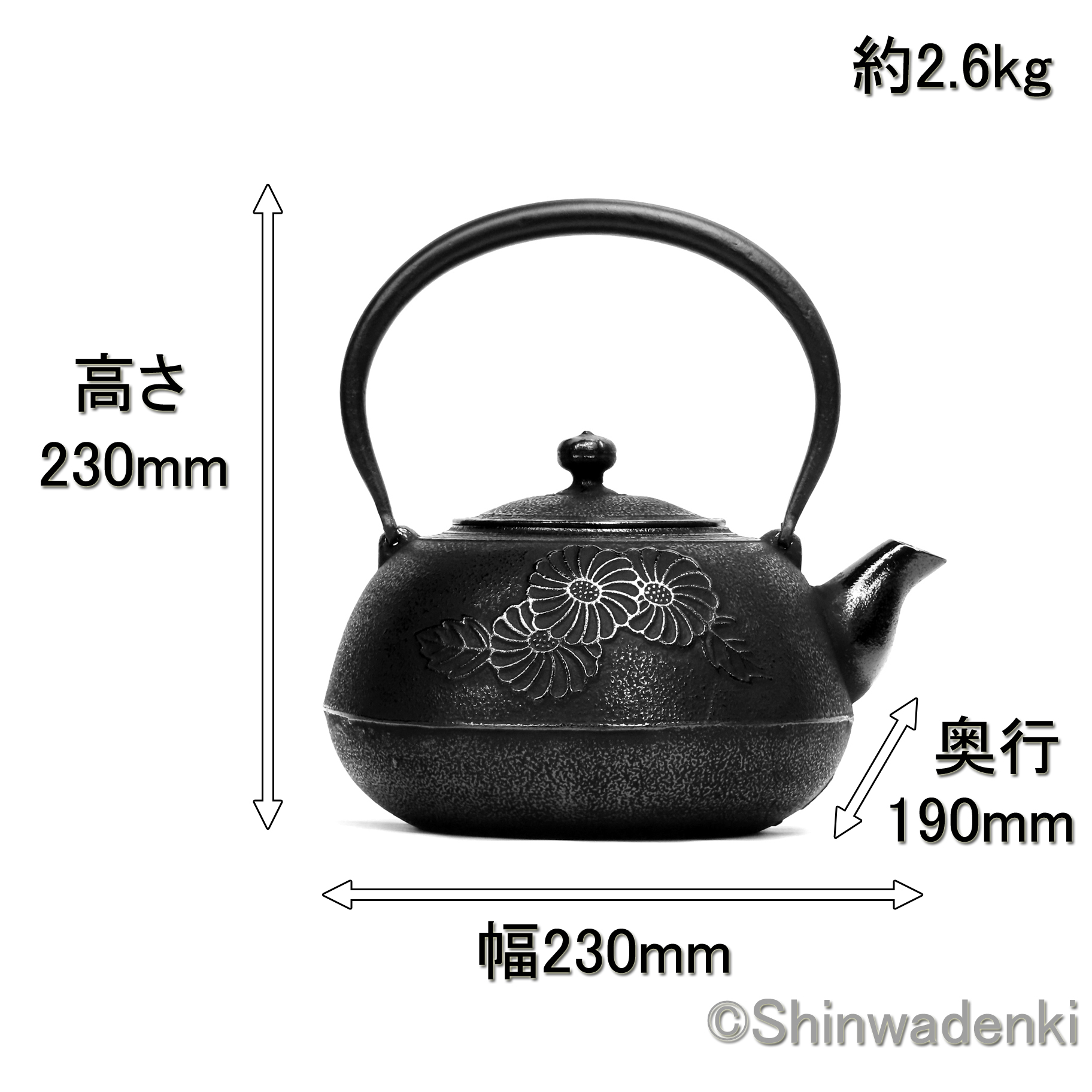 南部鉄器 南部鉄瓶 平丸菊