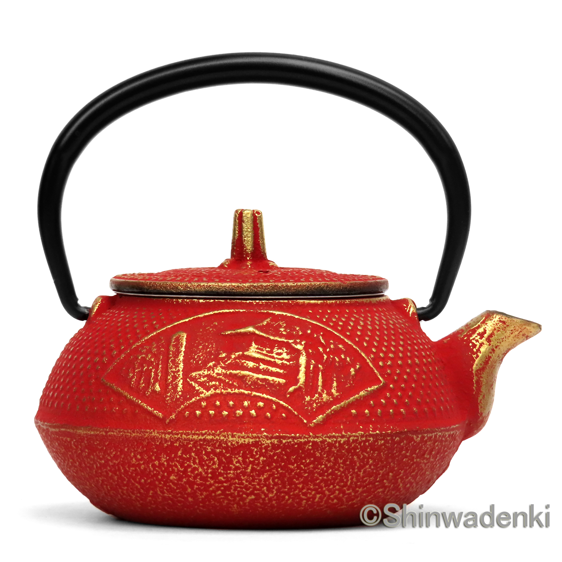 南部鉄器 カラー急須 中尊寺(金/赤)
