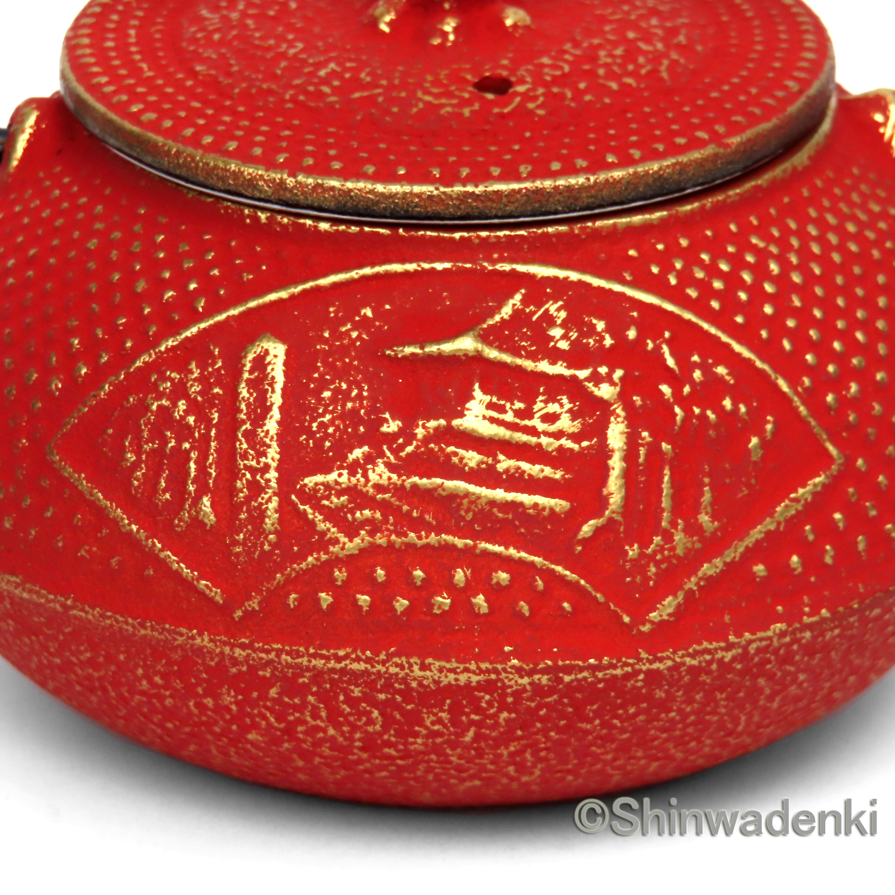 南部鉄器 カラー急須 中尊寺(金/赤)