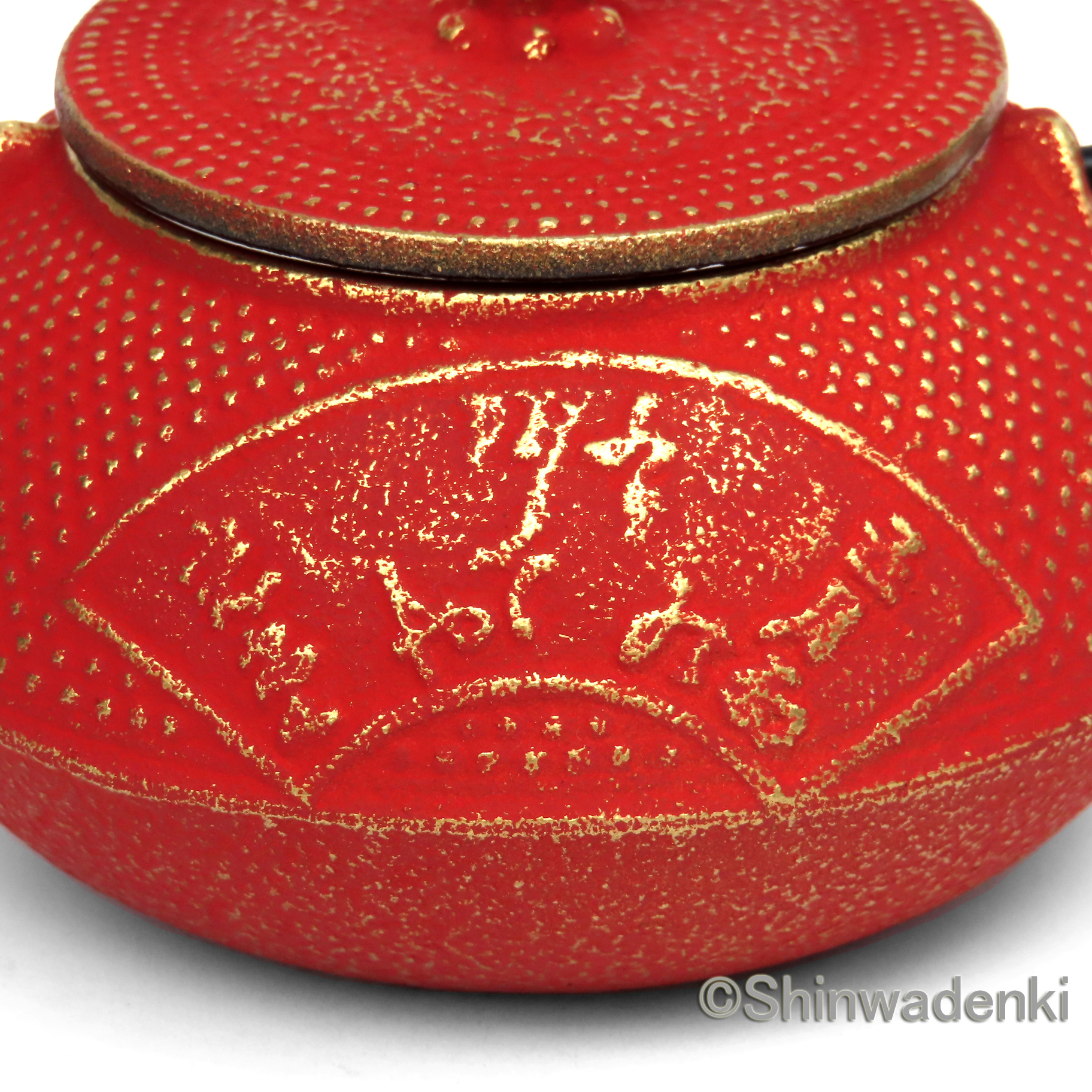 南部鉄器 カラー急須 中尊寺(金/赤)