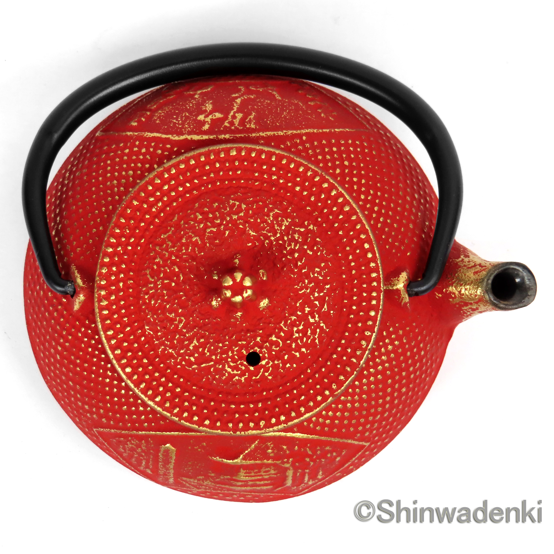 南部鉄器 カラー急須 中尊寺(金/赤)