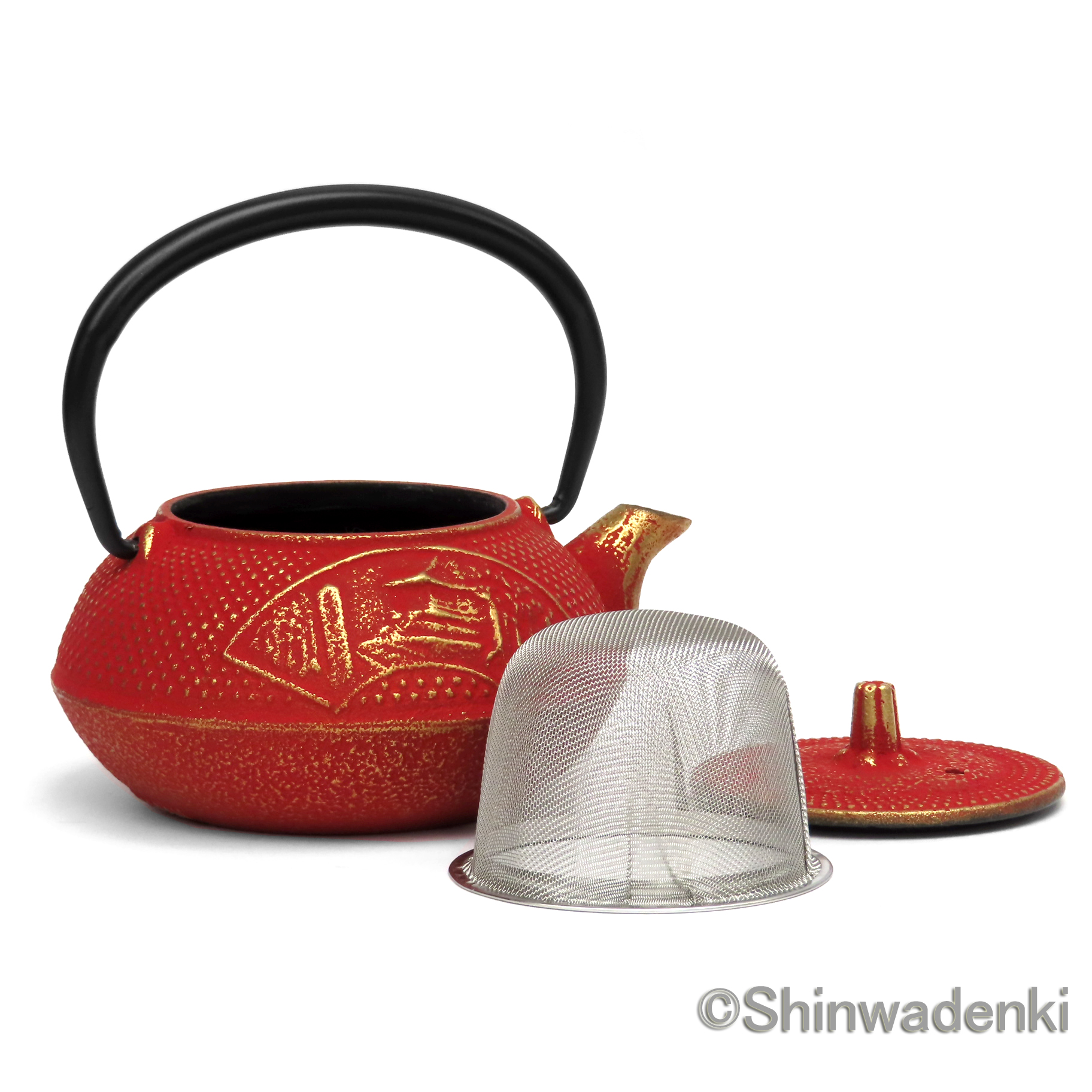 南部鉄器 カラー急須 中尊寺(金/赤)