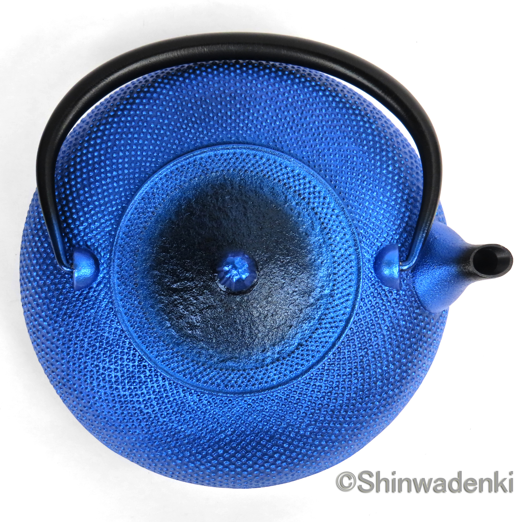 及富 南部鉄器 鉄瓶 平丸アラレ 瑠璃色1.2L IH対応 700095 Shinwadenki
