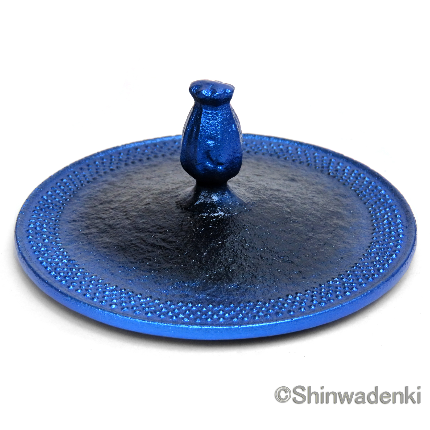 及富 南部鉄器 鉄瓶 平丸アラレ 瑠璃色1.2L IH対応 700095 Shinwadenki