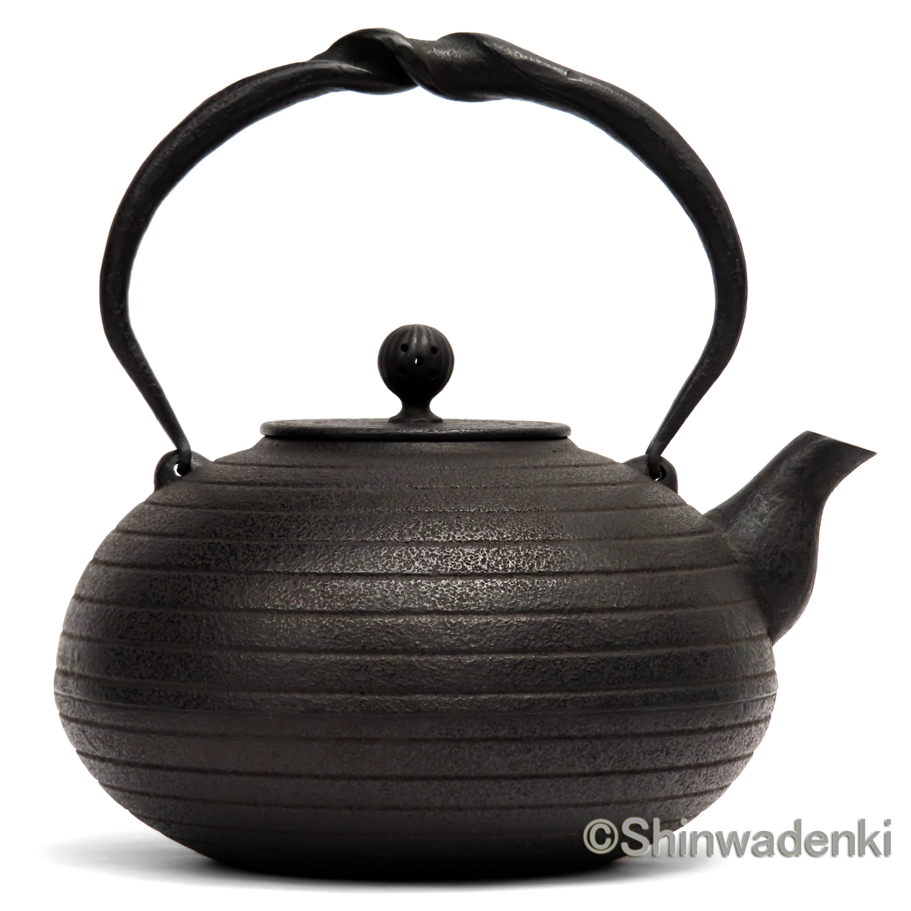 南部鉄器 鉄瓶 布団形環文（大・黒仕上げ）