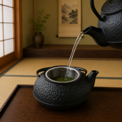 南部鉄器 鉄瓶兼用急須 5型桜
