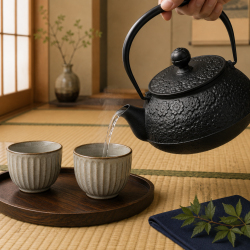 南部鉄器 鉄瓶兼用急須 5型桜