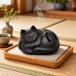 南部鉄器 蚊遣り 猫