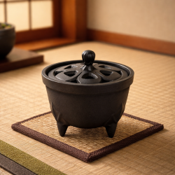 南部鉄器 香炉 花びら（黒）