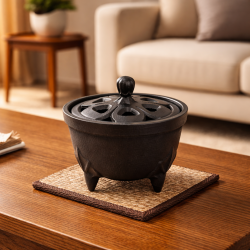 南部鉄器 香炉 花びら（黒）