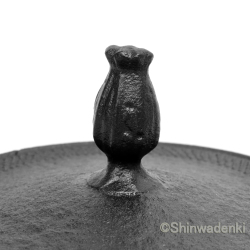 南部鉄器 鉄瓶 平丸アラレ（鉄蓋）黒色