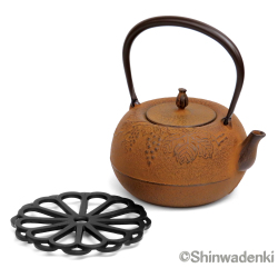 南部鉄器 鉄瓶 姥口葡萄 錆色