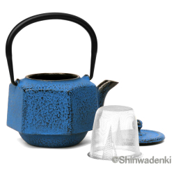 南部鉄器 急須 六角利久 青