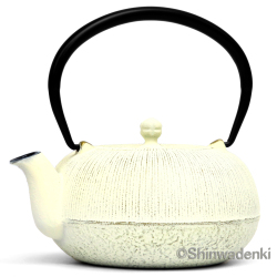 南部鉄器 ティーポット 急須 平丸千筋 金白