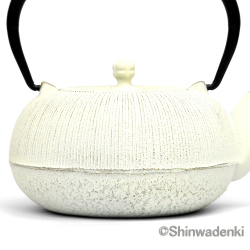 南部鉄器 ティーポット 急須 平丸千筋 金白