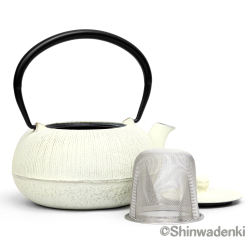 南部鉄器 ティーポット 急須 平丸千筋 金白