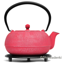 南部鉄器 ティーポット 急須 平丸千筋 銀ピンク