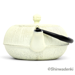 南部鉄器 ティーポット 急須 平丸千筋 金白