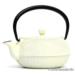 南部鉄器 ティーポット 急須 平丸千筋 金白