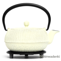 南部鉄器 ティーポット 急須 平丸千筋 金白