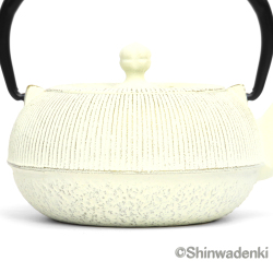 南部鉄器 ティーポット 急須 平丸千筋 金白