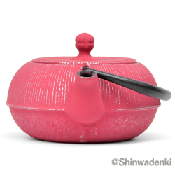 南部鉄器 ティーポット 急須 平丸千筋 銀ピンク