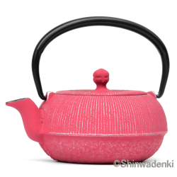 南部鉄器 ティーポット 急須 平丸千筋 銀ピンク