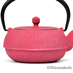 南部鉄器 ティーポット 急須 平丸千筋 銀ピンク