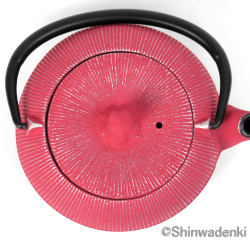 南部鉄器 ティーポット 急須 平丸千筋 銀ピンク