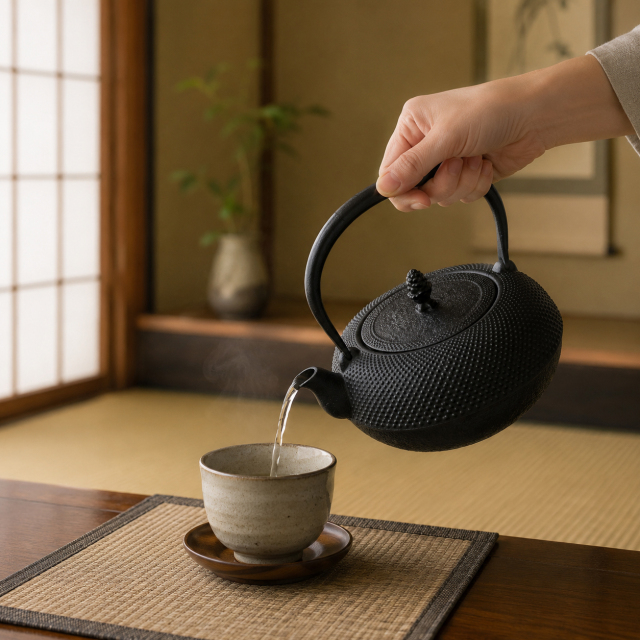 鉄瓶 清末・清茂作 9型姥口アラレ