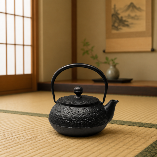 南部鉄器 鉄瓶兼用急須 5型桜