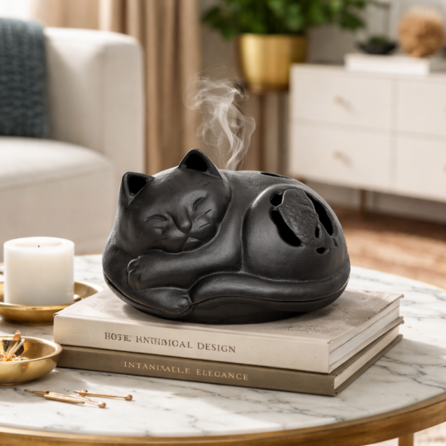 南部鉄器 蚊遣り 猫