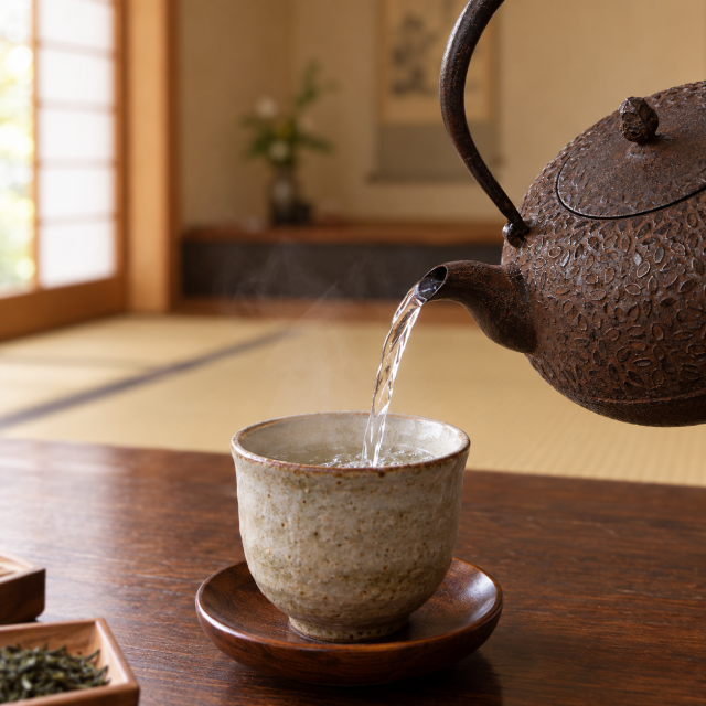 南部鉄器 鉄瓶 平丸桜